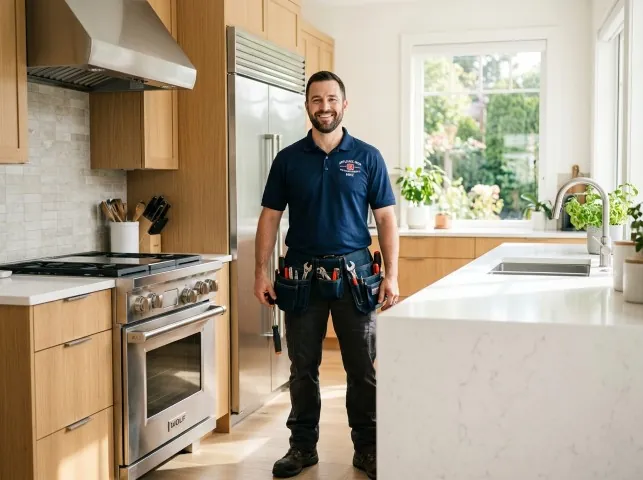 Appliance Repair Hero technician in a Benson, MD kitchen after an appliance repair